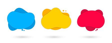 Set of creative modern concept with abstract flowing liquid shapes in paper cut style.のイラスト素材