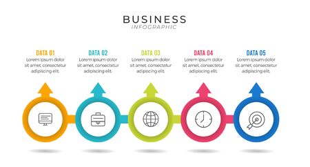 Vector Infographic thin line design with icons and 5 options or steps.のイラスト素材