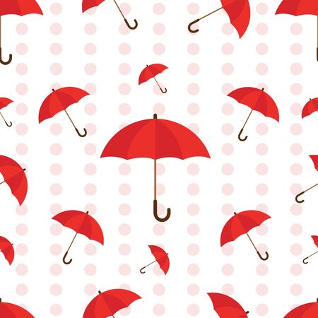 Vector Seamless pattern with red umbrellas on white backgroundのイラスト素材
