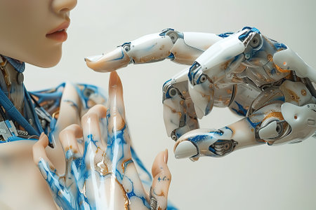Closeup of robotic hands on a mannequin. 3d renderingの写真素材