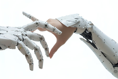 Robot hand with artificial intelligence on white background. 3d rendering