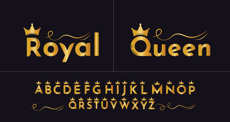 Royal Luxury Calligraphic Alphabet Set. Vector Illustration.のイラスト素材