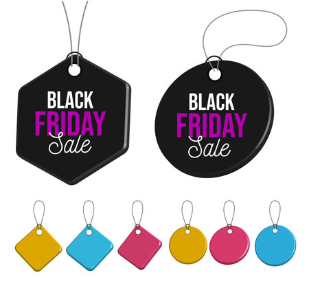 Black friday sale tags set. Vector illustration for your design.のイラスト素材