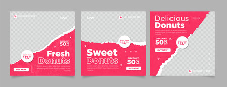 Set of Editable minimal square banner template for social media post and web internet adsのイラスト素材