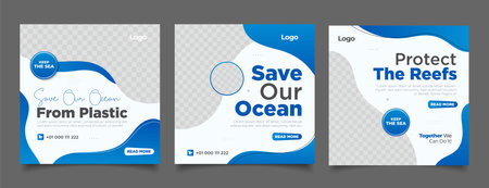 Set of Editable square banner template for social media post and web internet adsのイラスト素材