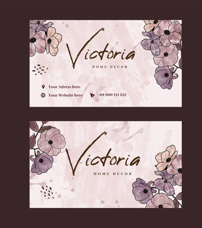Wedding invitation card with pink flowers. Vector watercolor illustration.のイラスト素材