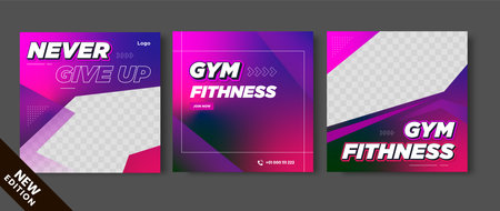 Set of Editable minimal square banner template design for social media post and web internet adsのイラスト素材