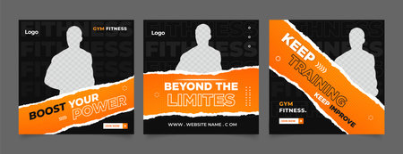 Set of Editable minimal square banner template design for social media post and web internet adsのイラスト素材