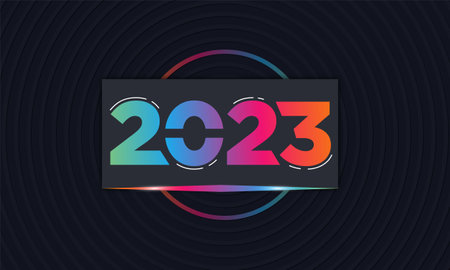 Happy New Year 2023 Text Design. Greeting Card. Vector illustration.
