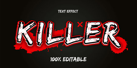 Killer text, grunge style editable text effect on black backgroundのイラスト素材