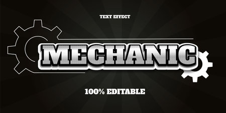 Mechanic text, industrial grunge style editable text effect.のイラスト素材