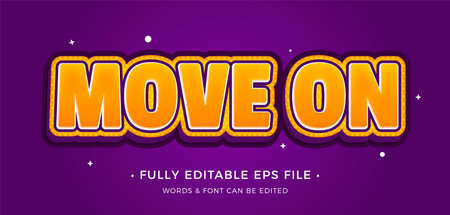 Moveon text effect, cartoon style editable text isolated on purple backgroundのイラスト素材