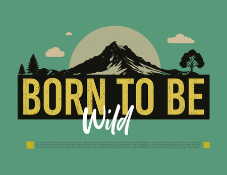 Vintage outdoor typography poster with mountains and forest in retro styleのイラスト素材