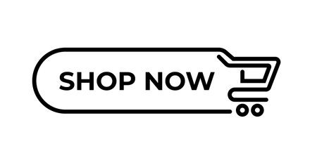 Shop now button. Shopping cart icon. Flat design. Vector illustration.のイラスト素材