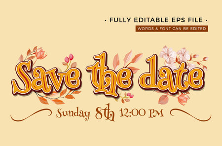 Save the date - save the date card with floral design elements.のイラスト素材
