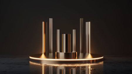 3d render, abstract display podium, pedestal, platform for product presentation.の写真素材