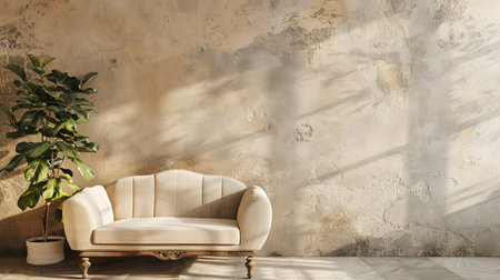 interior design with white sofa and plant, 3d render illustrationの写真素材