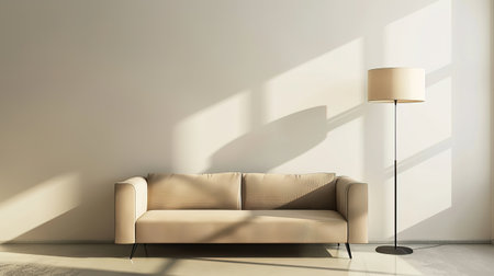 Modern bright interiors 3D rendering illustration  room with brown sofa