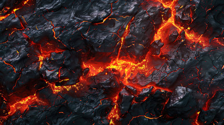 Volcanic eruption, lava flow, lava texture background. 3D illustration