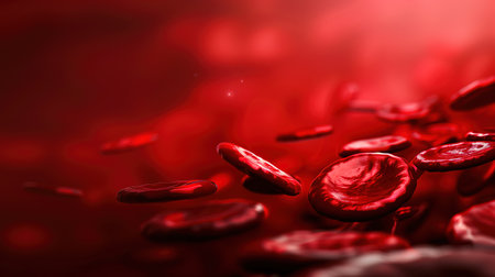 Blood cells in red blood cell. 3d rendering medical background.の写真素材