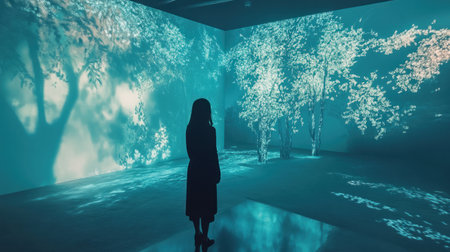 Person in immersive art installationの素材