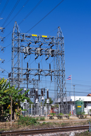 high voltage poleの写真素材