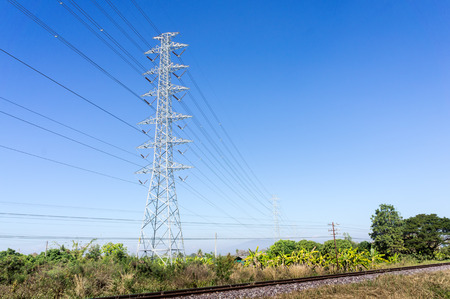 high voltage poleの写真素材