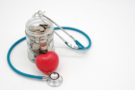 Saving money for health On a white background.の写真素材