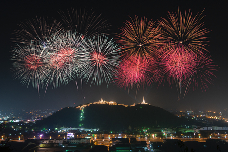 Phra Nakhon Khiri (Khao Wang) fireworks Festival, at phetchaburi, thailand.の写真素材