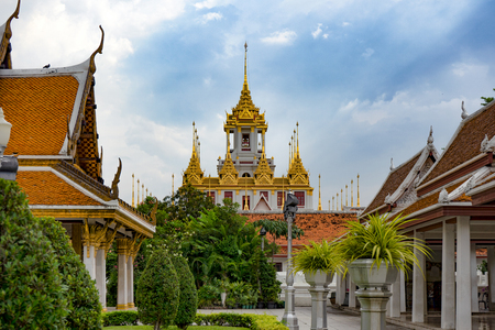 Wat Ratchanaddaram and Loha Prasat Metal Palace in Bangkok ,Thailandのeditorial素材