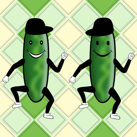 Funny cute cucumber party on nice decorative backgroundの写真素材