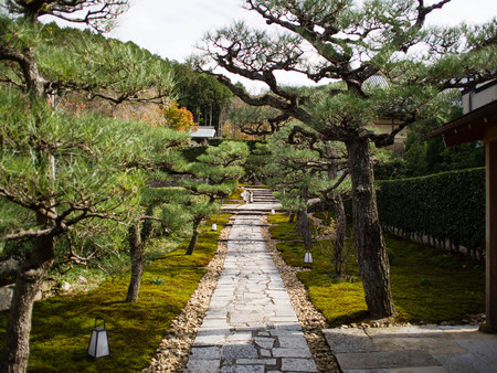 Japanese zen gardens in Kyotoのeditorial素材