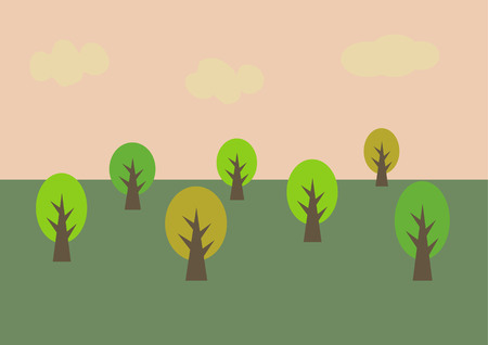 Vector background of sunset sky with treeのイラスト素材