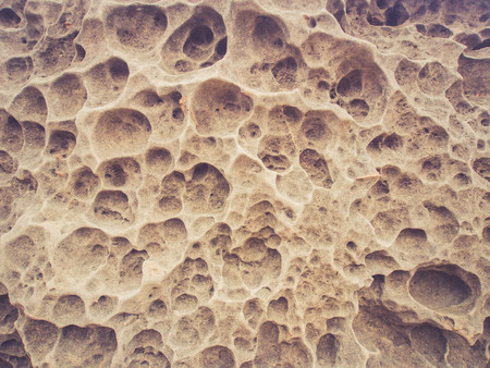 Natural texture and pattern on the rock weathered at Yehliu Geopark, Taiwanの写真素材
