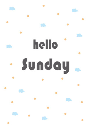 Hello Sunday text with cute background - vector illustrationのイラスト素材