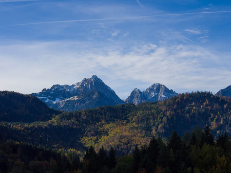 Landscape view, mountain and beautiful nature from Neuschwanstein Castle in Bavaria, Germanyのeditorial素材
