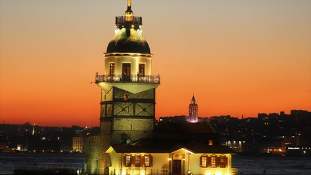 Maiden Tower with Galataの写真素材