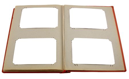 Old picture album on a white background with white sheetsの写真素材