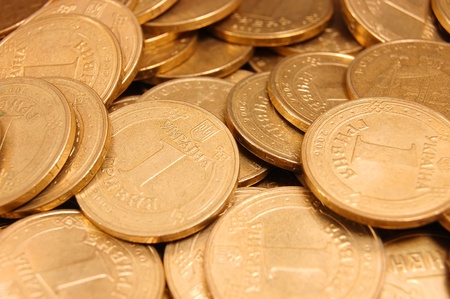 Background from coins of Ukraineの写真素材
