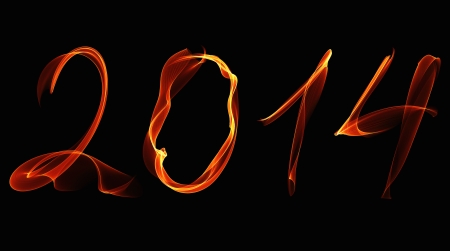 New Year 2014 fire numbers on a black background