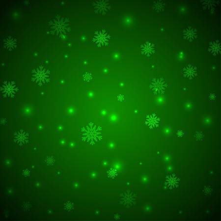 Christmas magic night green background with snowflakes and glitter.のイラスト素材