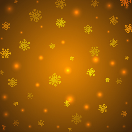 Christmas magic night yellow background with snowflakes and glitter.のイラスト素材