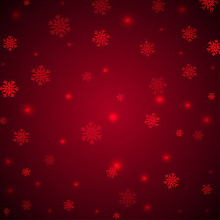 Christmas magic night shining red background with snowflakes and glitter.のイラスト素材