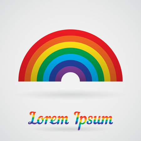Vector Rainbow with a shadow on a white background. Element for your design card, label, logo and other projectsのイラスト素材