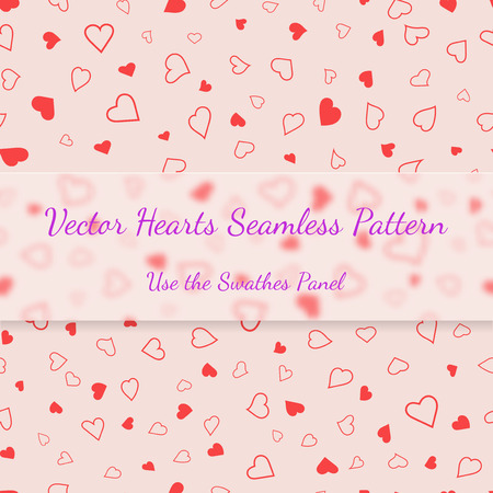 Vector hand-drawn red hearts seamless pattern valentines texture. Element for your wedding designs, valentine s day projects, and other your projects.のイラスト素材