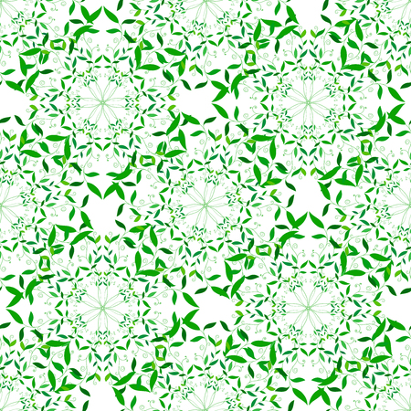 Vector Green Floral Spring Mandala Seamless Pattern. Background texture with Green Floral Spring Mandala for your  projects, wrapped paper, packing and other seamless designsのイラスト素材