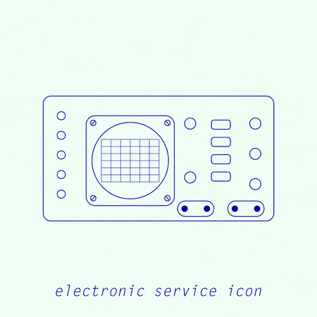 Vector Blue Icon of analogue electrical measuring instrument.   Oscillograph, Multimeter, voltmeter, ampermeter for your designs, logo, web and other projectsのイラスト素材