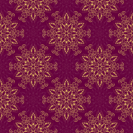 Vector Seamless Floral Mandala Pattern over purple. Seamless pattern for your designs, invitation card, yoga, meditation, astrology, religion and other wrapped projects. Pattern in swatches panelのイラスト素材