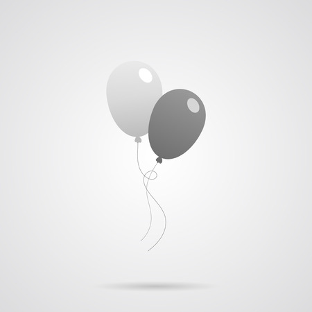 Two Vector Gray Balloons Flat Icon over light gray background. Simple element for your designs, web, projects, logo, and other.のイラスト素材