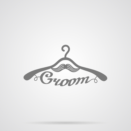 Vector Gray Wedding Hangers Groom Icon over light gray background. Simple element for your wedding designs, wedding business projects, logo, web and other your projectsのイラスト素材